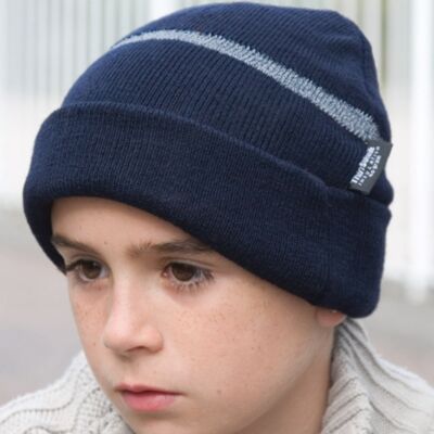 Children's Wooly Ski Hat with Reflective Woven Threaded Band Thumbnail