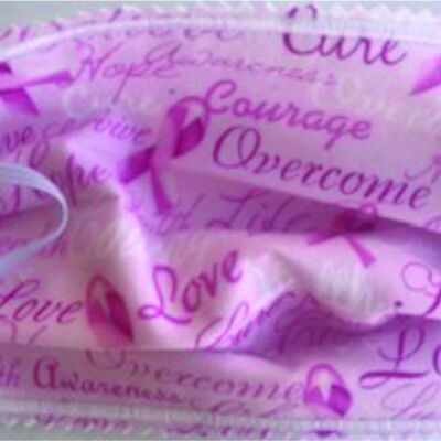 f FACEMASK - NON-MEDICAL HOMEMADE MASK - BREAST CANCER SURVIVOR Thumbnail