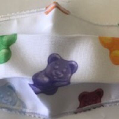 FACEMASK - NON-MEDICAL HOMEMADE MASK -2-PLY CLOTH - WASHABLE- GUMMY BEARS Thumbnail