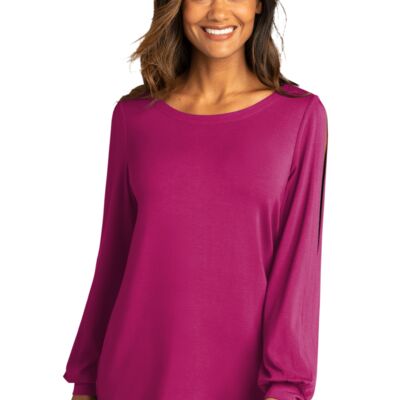 SEW N STIITCHES -PORT AUTHORITY ® Ladies Luxe Knit Jewel Neck Top Thumbnail
