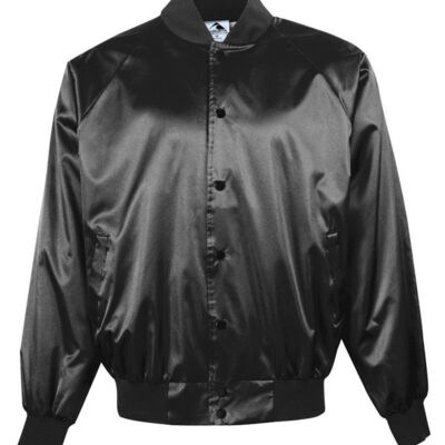 SEW N STITCHES - AUGUSTA Satin Baseball Jacket with Solid Trim Thumbnail