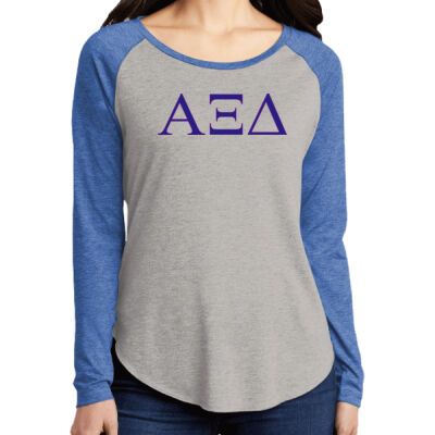 Greek Letters ® Ladies PosiCharge ® Long Sleeve Tri Blend Wicking Scoop Neck Raglan Tee - LST400LS 2 Thumbnail