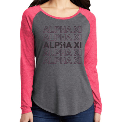 Greek ® Ladies PosiCharge ® Long Sleeve Tri Blend Wicking Scoop Neck Raglan Tee - LST400LS 3 2 2 Thumbnail