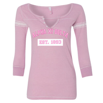 Greek MV Sport - Women's Hailey Henley Three-Quarter Sleeve Shirt - W1454 2 Thumbnail